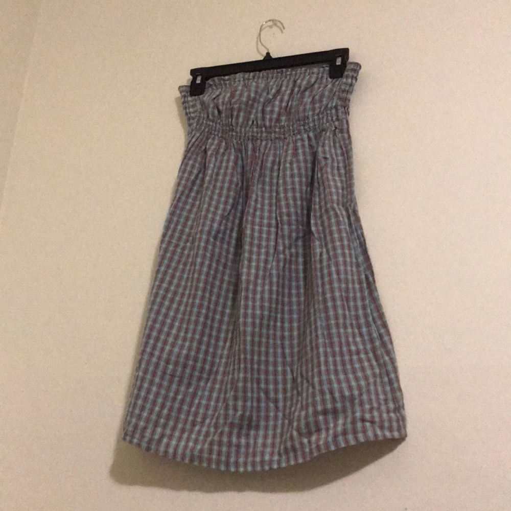 Strapless Plaid Tunic